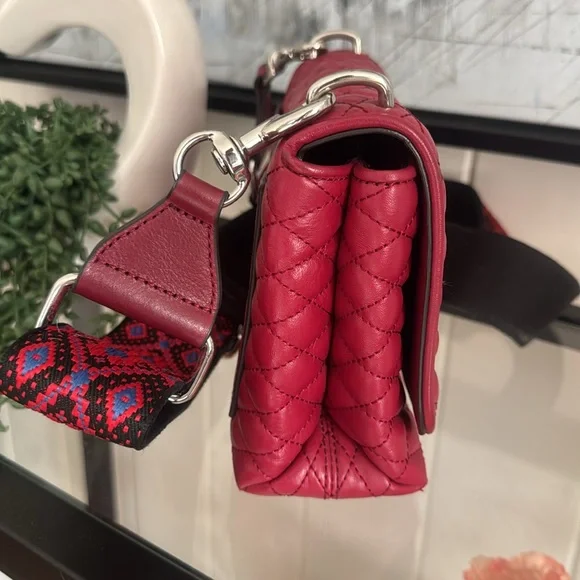 REBECCA MINKOFF Quilted Red Leather Crossbody Bag Classic Designer Purse - Picture 8 of 8